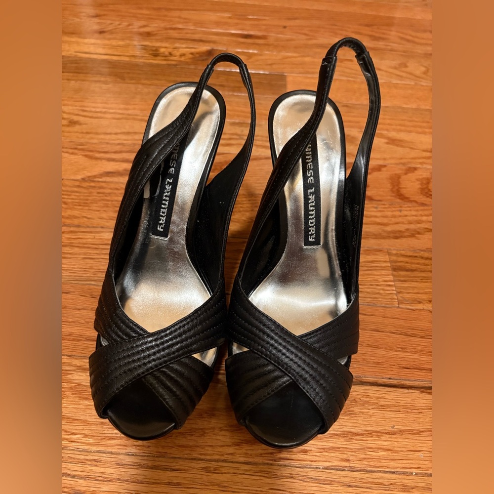 FINAL SALE ! Chinese Laundry Black Peep-Toe Slingback Heels Pre- Owned